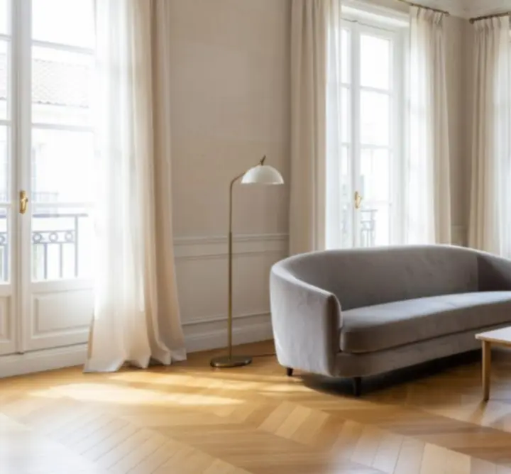 Montage avant et après d'une rénovation d'intérieur réalisée par Norvexxia Design.